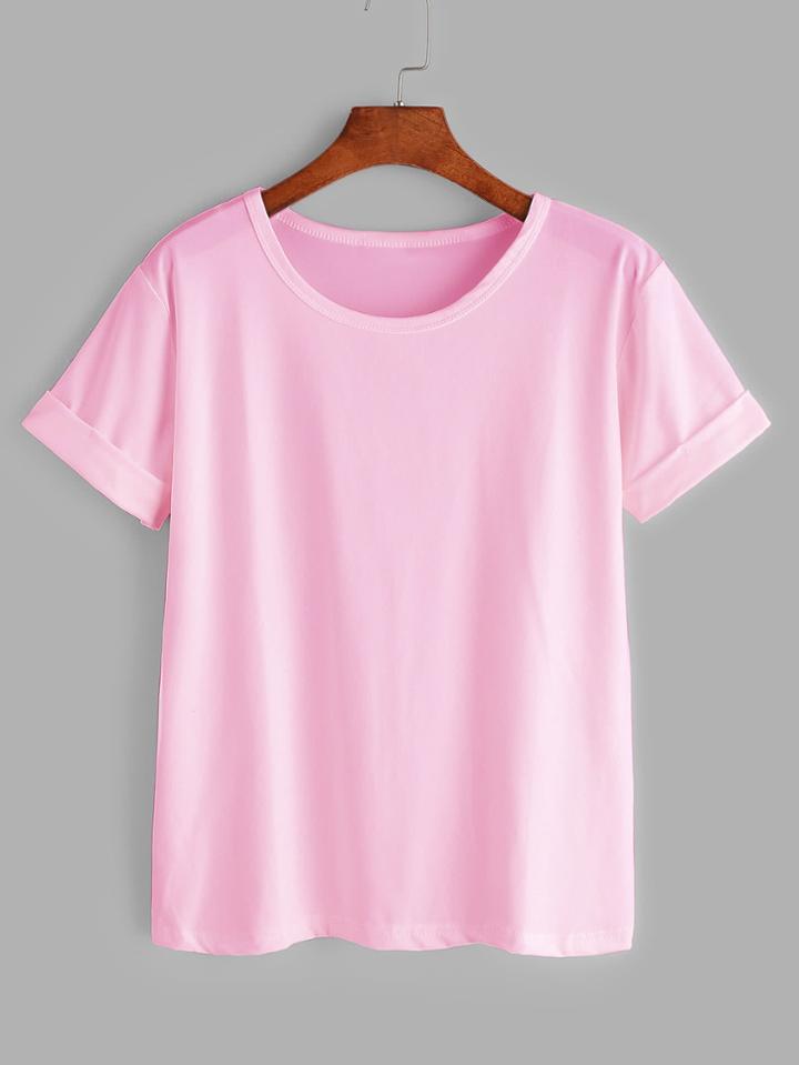 Shein Roll Cuff Tee