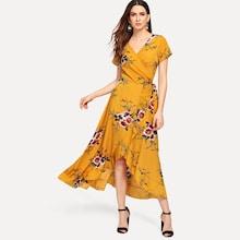 Shein Waist Knot Wrap Floral Dress