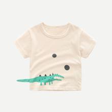 Shein Boys Cartoon Crocodile Little Tail Tee