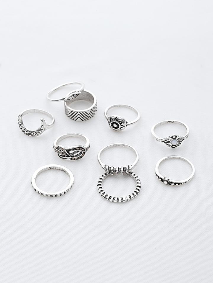 Shein Sun And Moon Etched Ring Pack