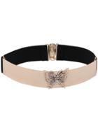 Shein Cutout Butterfly Metal Plate Elastic Belt - Black