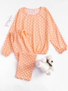 Shein Polka Dot Pullover Long Pajama Set