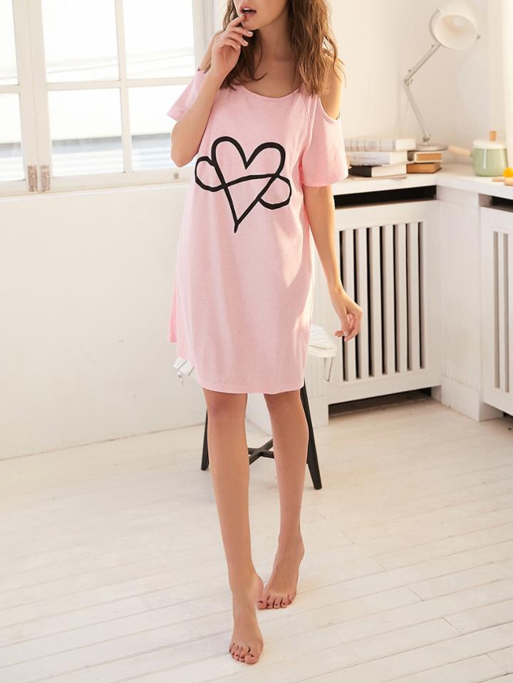 Shein Open Shoulder Heart Print Dress