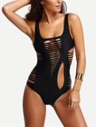 Shein Square Neck Ladder-cutout One-piece Swimwear