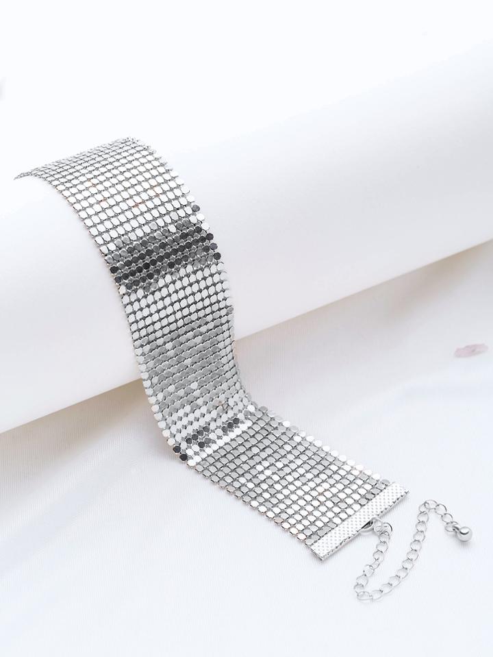 Shein Silver Glitter Sequin Wide Choker