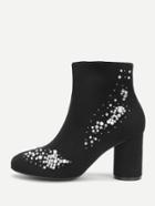 Shein Block Heeled Ankle Boots With Jewelry