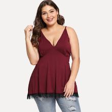 Shein Plus Lace Hem Criss Cross Back Cami Top