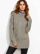 Shein Grey Cable Knit Turtleneck Sweater