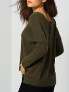 Shein Army Green V Neck Lace Up Back Knitwear