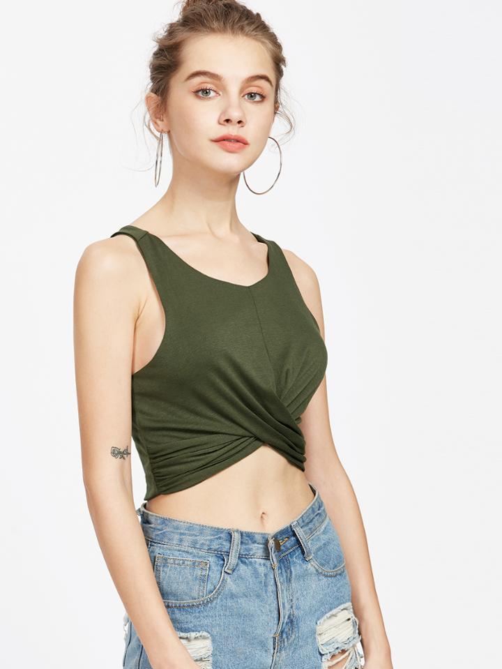 Shein Twist Front Crop Racerback Tank Top