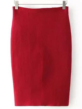 Shein Burgundy Slim Bodycon Skirt