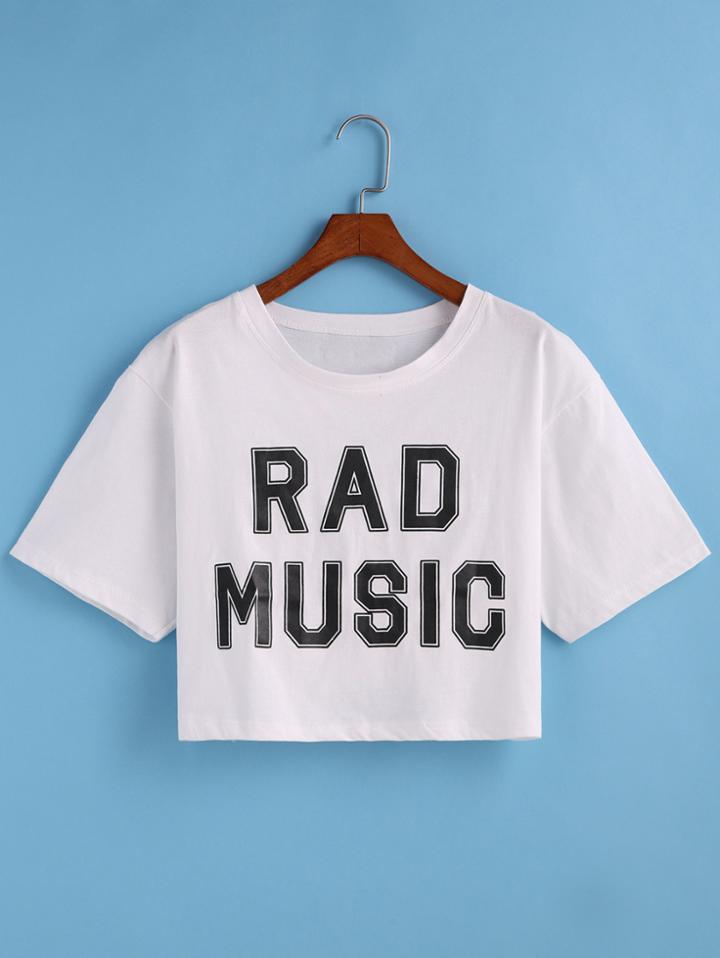 Shein Letter Print Crop T-shirt
