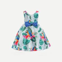 Shein Girls Floral Print Bow Dress