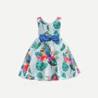 Shein Girls Floral Print Bow Dress