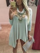 Shein Grey Draped Neck Asymmetrical T-shirt