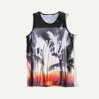 Shein Men Letter And Coconut Tree Print Vest