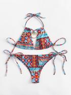 Shein Aztec Print Ring Detail Bikini Set