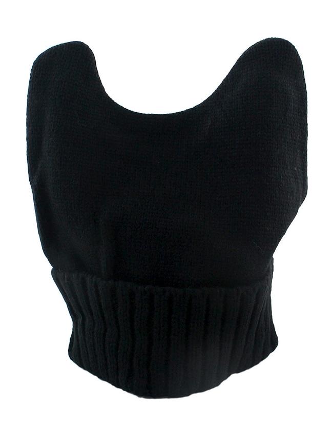 Shein New Model Black Woolen Knitted Ears Shape Fancy Beanie Women's Hat