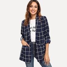 Shein Dual Pocket Plaid Blazer