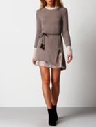 Shein Grey Split Lace Two Pieces Sweater Dress