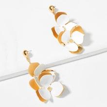 Shein Two Tone Layered Flower Drop Earrings