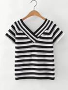 Shein Double V Striped Tee
