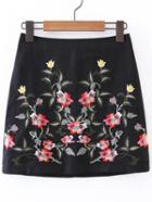 Shein Flower Embroidered Bodycon Skirt