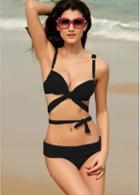 Rosewe Bestselling Solid Black Spaghetti Strap Bikini Sets