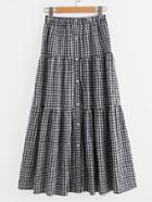 Shein Button Up Tiered Checkered Skirt