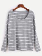 Shein Grey Striped Drop Shoulder T-shirt