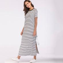 Shein Bow Tie Split Side Stripe Dress