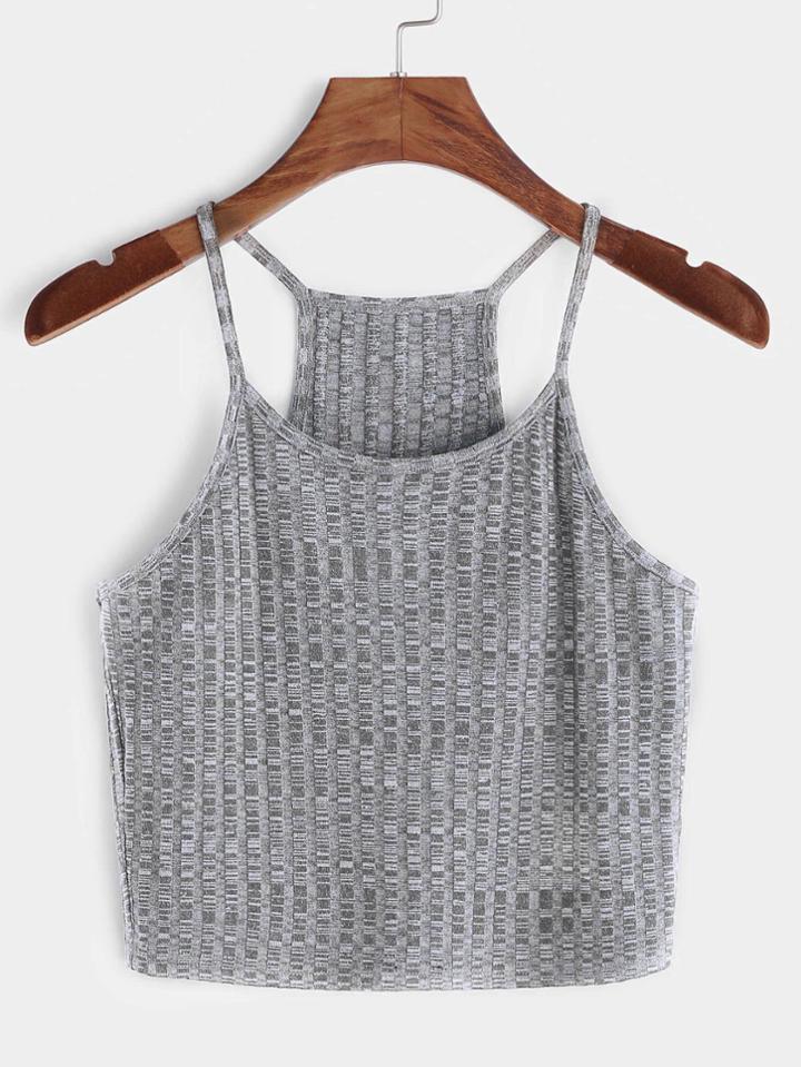 Shein Heather Grey Ribbed Knit Racer Back Cami Top