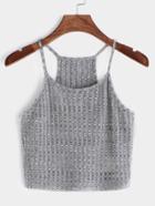 Shein Heather Grey Ribbed Knit Racer Back Cami Top