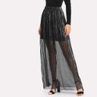 Shein Self Belt Glitter Pleated Skirt