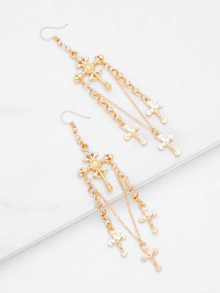Shein Cross Design Long Drop Earrings