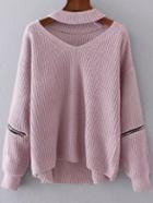 Shein Choker Neck Zip Detail Jumper