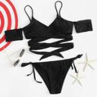 Shein Cold Shoulder Cross Wrap Bikini Set