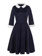 Shein Contrast Collar Cuffed Circle Dress