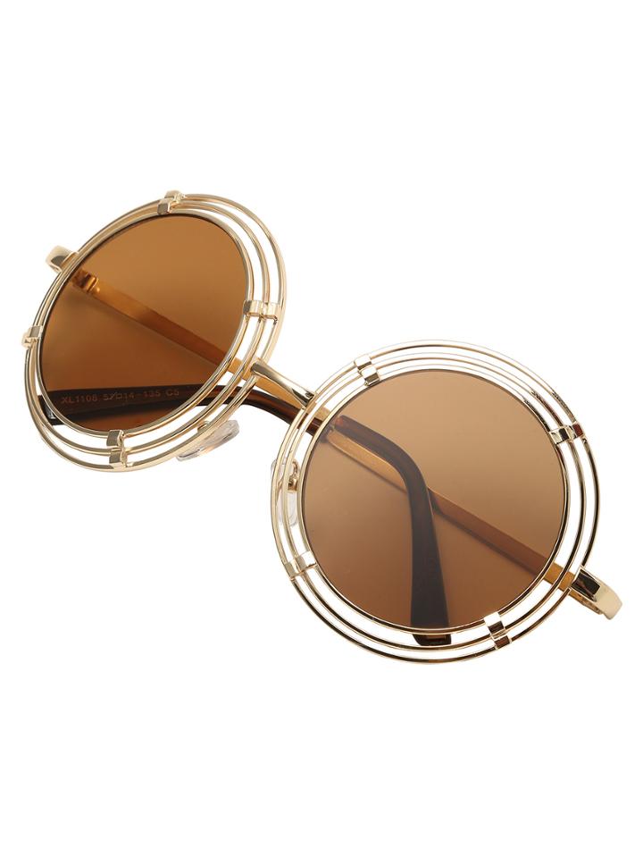Shein Cutout Brown Lenses Round Sunglasses