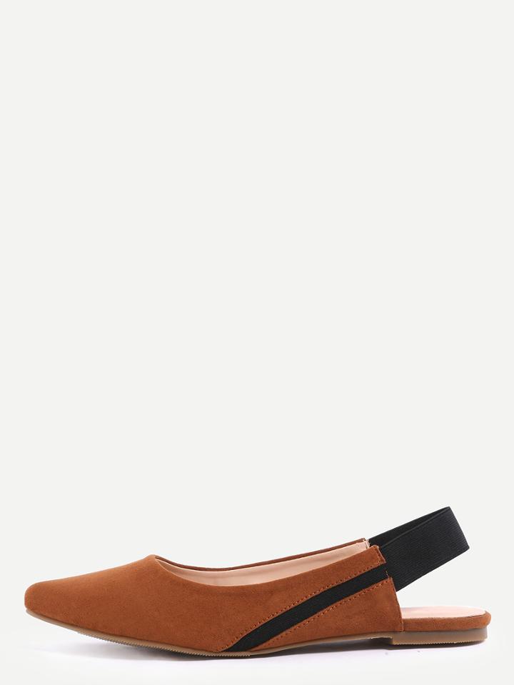 Shein Faux Suede Pointed Toe Slingback Pumps - Camel