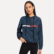 Shein Half Placket Hooded Windbreaker Jacket