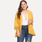 Shein Plus Lace Crochet Contrast Cuff Coat