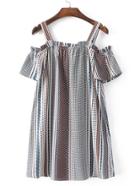 Shein Cold Shoulder Vertical Striped Dress