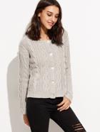 Shein Grey Buttons Dip Hem Sweater