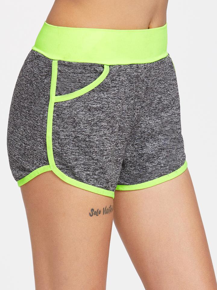 Shein Contrast Trim Space Dye Dolphin Shorts