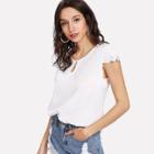 Shein Cut Out Front Scallop Trim Top