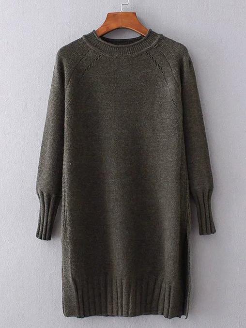 Shein Ribbed Trim Long Sweater