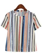 Shein Multicolor Vertical Stripe Short Sleeve T-shirt