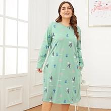 Shein Plus Cactus Print Split Side Dress