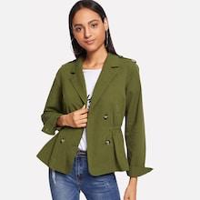 Shein Double Button Peplum Hem Coat